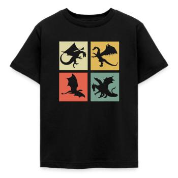 Drache - Kinder T-Shirt - Schwarz - Vorne - AI Model Kid Female (0cm)