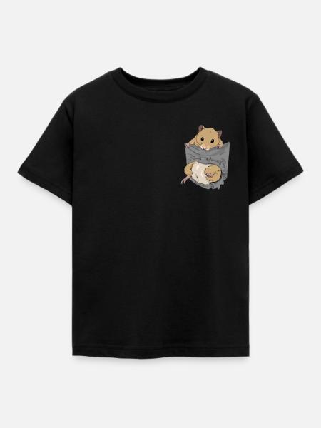 Hamster in Tasche Goldhamster Geschenk - Kinder T-Shirt - Schwarz