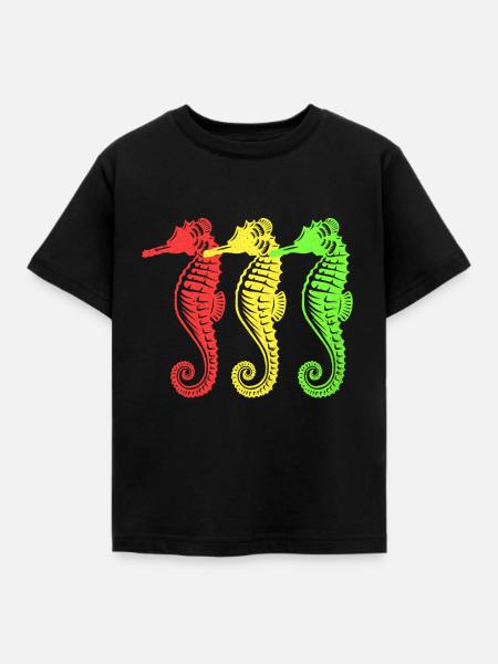 Seepferd - Kinder T-Shirt - Schwarz