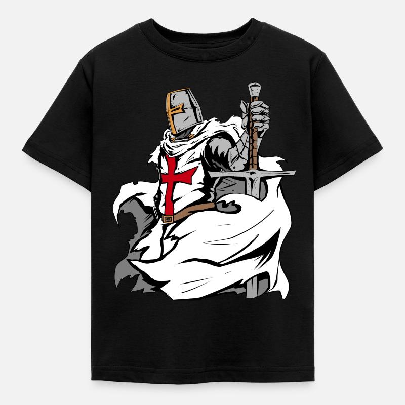 Templer Schwert Kreuz Deus Vult - Kinder T-Shirt - Schwarz
