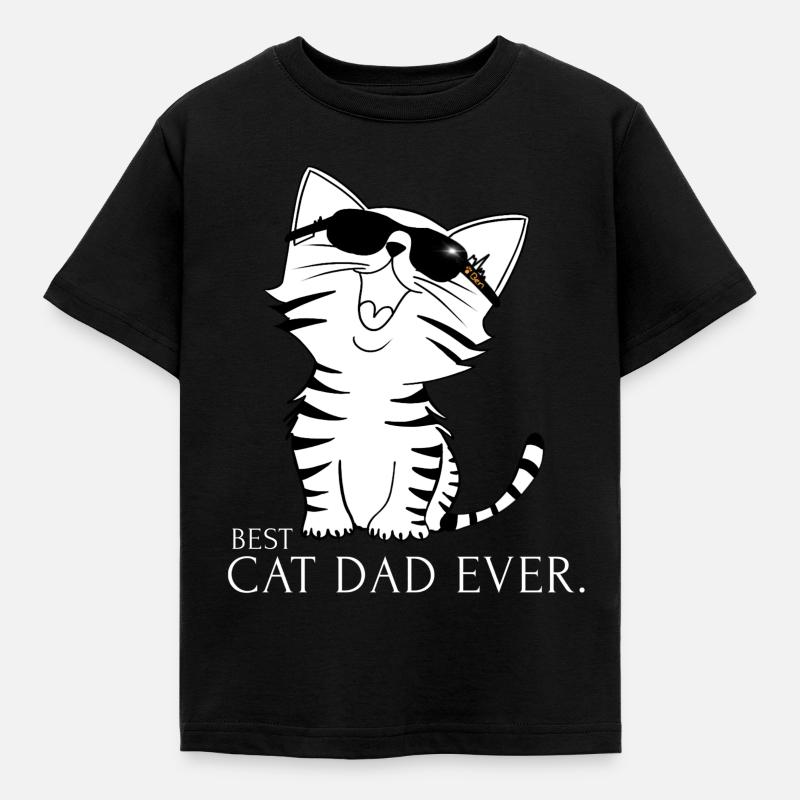 BEST CAT DAD EVER - Kinder T-Shirt - Schwarz