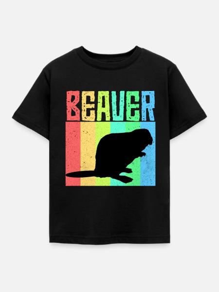 Biber - Kinder T-Shirt - Schwarz