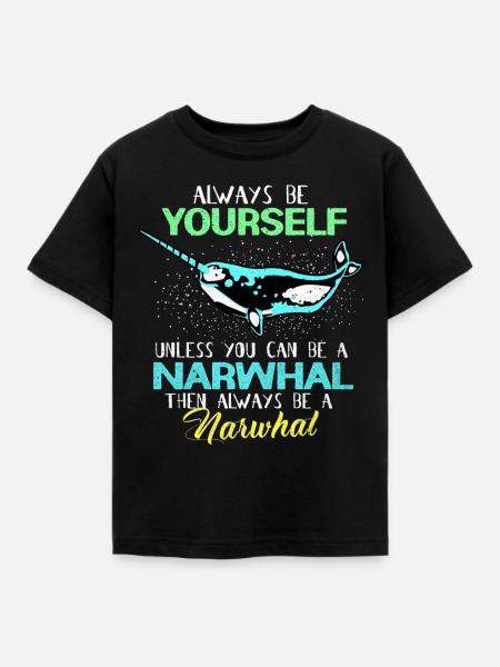 Narwal - Kinder T-Shirt - Schwarz