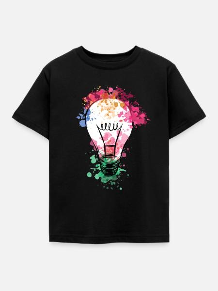 Glühbirne Kunterbunt - Künstlerisches Geschenk - Kinder T-Shirt - Schwarz
