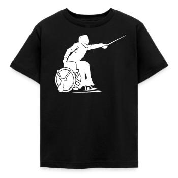 Rollstuhl Fechten Rollstuhlsport Rolli Geschenk - Kinder T-Shirt - Schwarz - Vorne - AI Model Kid Female (0cm)