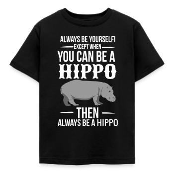 Nilpferd - Kinder T-Shirt - Schwarz - Vorne - AI Model Kid Female (0cm)