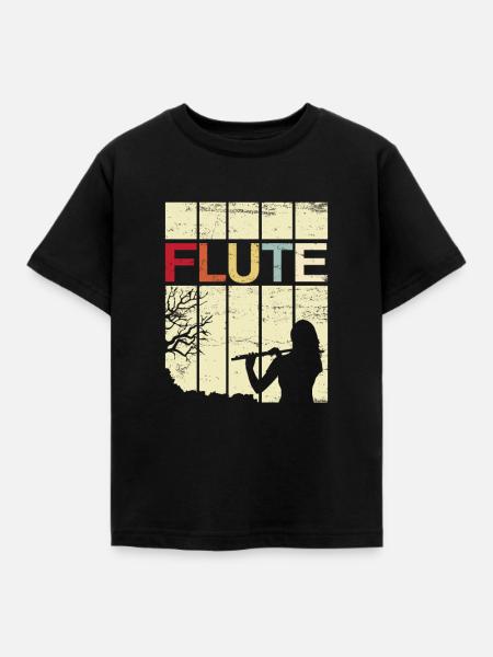 Flöte - Kinder T-Shirt - Schwarz