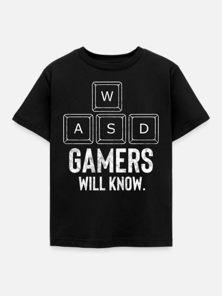WASD Gamers Will Know - Kinder T-Shirt - Schwarz