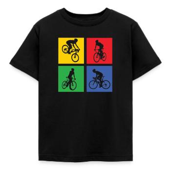 Fahrradfahren - Kinder T-Shirt - Schwarz - Vorne - AI Model Kid Female (0cm)