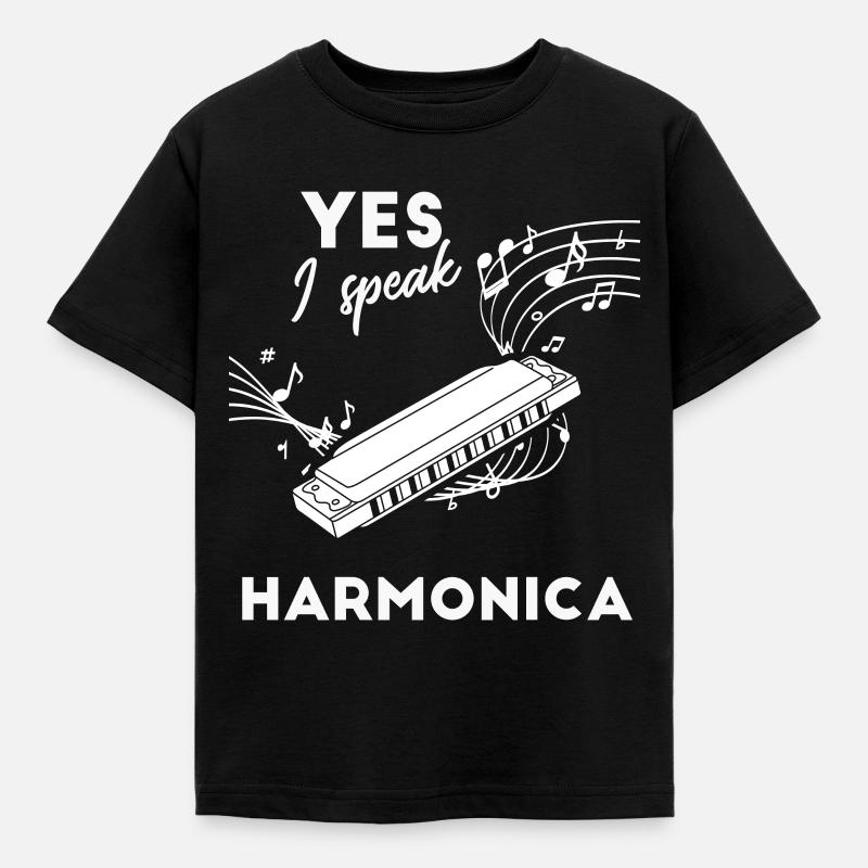Harmonica - Harmonica Player - Partition - T-shirt Enfant - noir