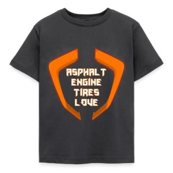 Super Duke R 1290 : Asphalte, Moteur, Tires and Love - T-shirt Enfant - charbon - Devant - AI Model Kid Female (0cm)