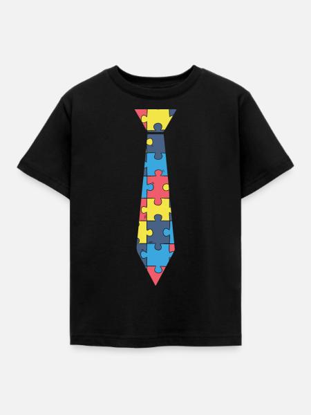 Puzzle Krawatte. - Kinder T-Shirt - Schwarz