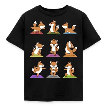 Yoga Fuchs Meditation Yogi Namaste Geschenk - Kinder T-Shirt - Schwarz - Vorne - AI Model Kid Female (0cm)