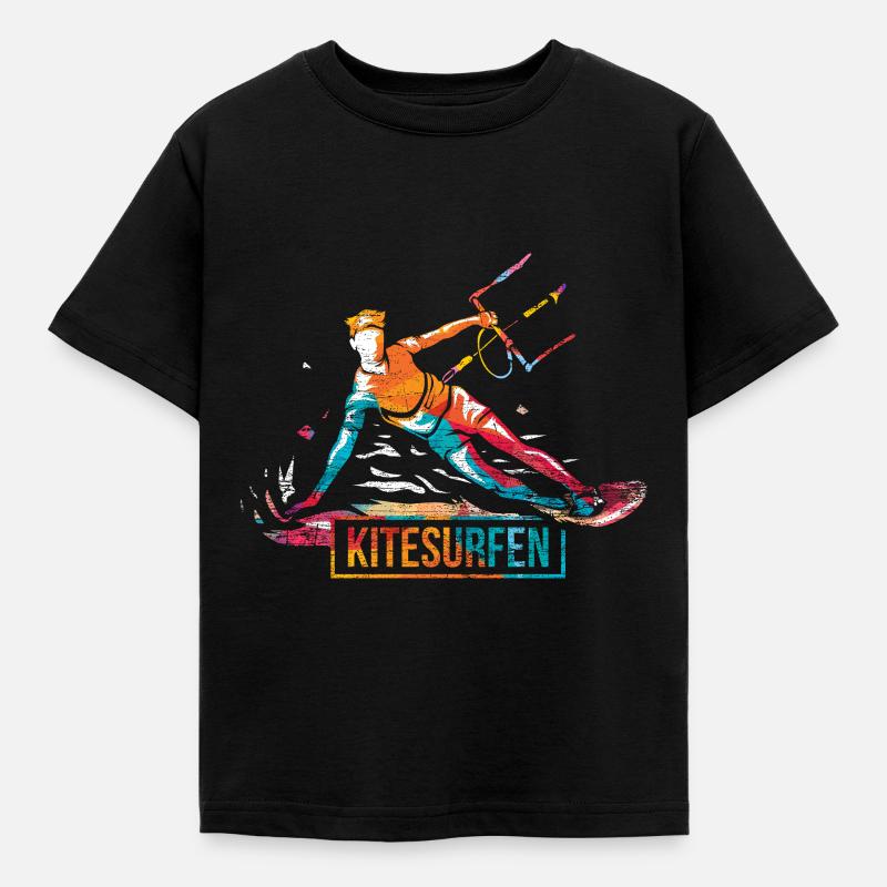 Kitesurfen Geschenk - Kinder T-Shirt - Schwarz