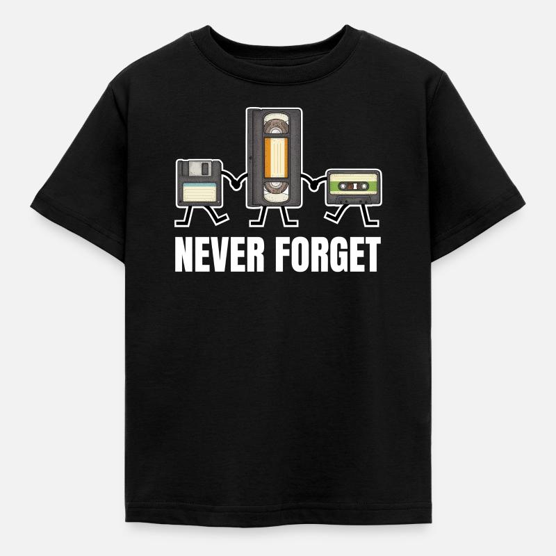 Diskette Videokassette Kassette Retro Classic 90er - Kinder T-Shirt - Schwarz