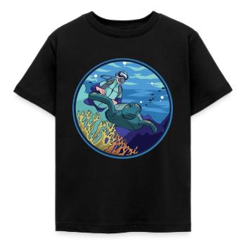 Schildkröten Riff Taucher - Kinder T-Shirt - Schwarz - Vorne - AI Model Kid Female (0cm)