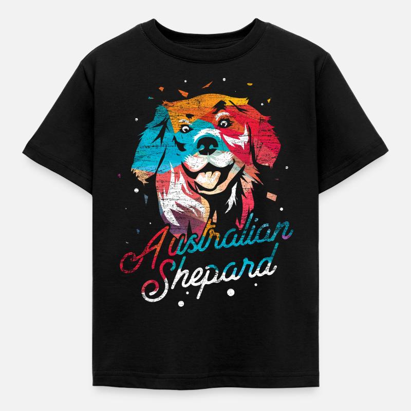 Australian Shepherd Polygon - Kinder T-Shirt - Schwarz