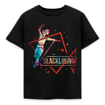 Slackline Polygon Geschenk - Kinder T-Shirt - Schwarz - Vorne - AI Model Kid Female (0cm)