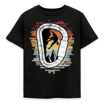 Climbing carabiner climbing - Kids' T-Shirt - black - Front - AI Model Kid Female (0cm)