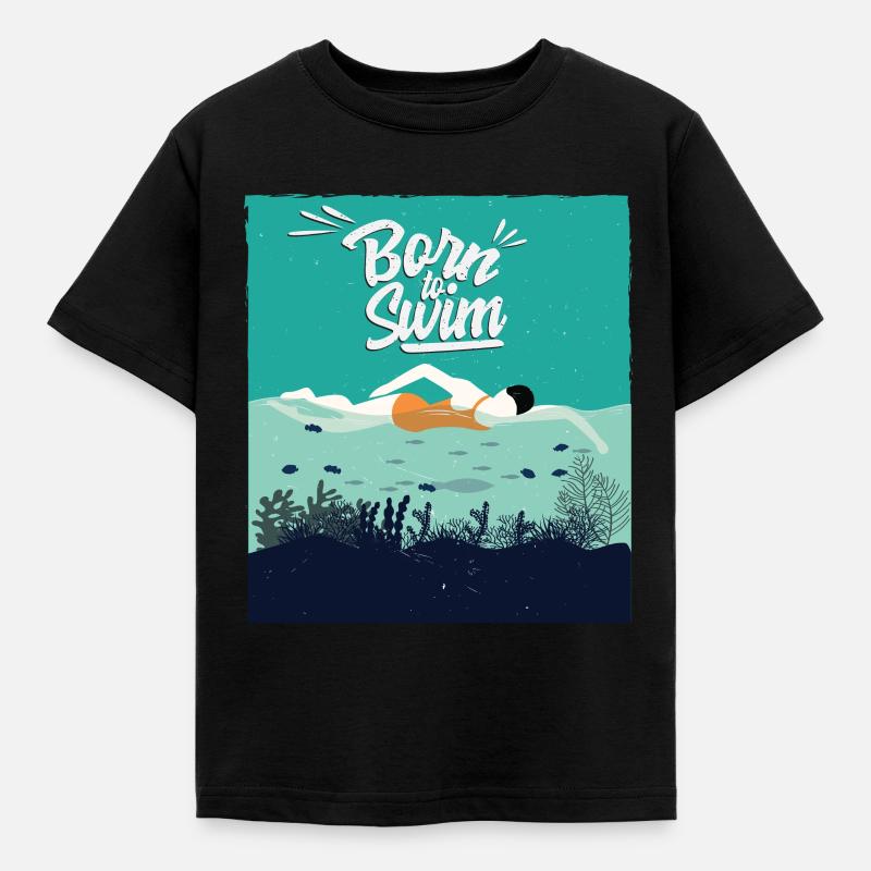 Né pour nager anniversaire idée cadeau - T-shirt Enfant - noir