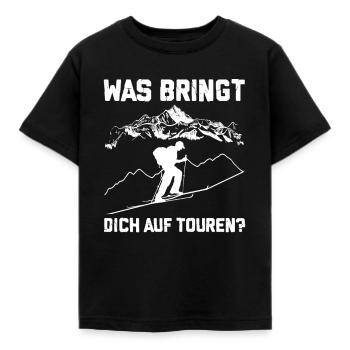 What makes you touring ski tour - Kids' T-Shirt - black - Front - AI Model Kid Female (0cm)