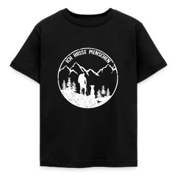 Ich hasse Menschen Hund und Herrchen - Kinder T-Shirt - Schwarz - Vorne - AI Model Kid Female (0cm)