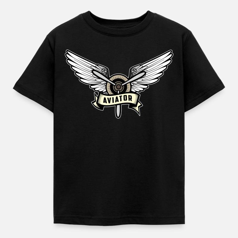 Pilot aviator - Kids' T-Shirt - black