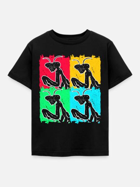 Gottesanbeterin - Kinder T-Shirt - Schwarz