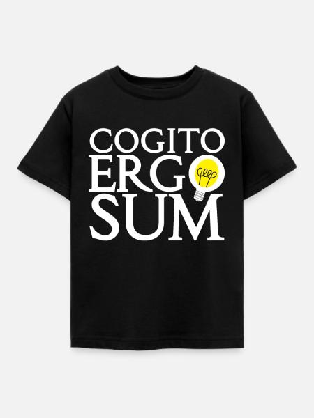 cogito, ergo sum - Latein: ich denke also bin ich - Kinder T-Shirt - Schwarz