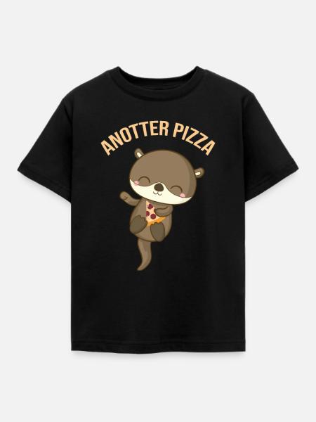 Pizza Essen Pizzastück - Kinder T-Shirt - Schwarz