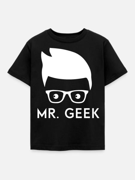 Mister Geek - Kinder T-Shirt - Schwarz