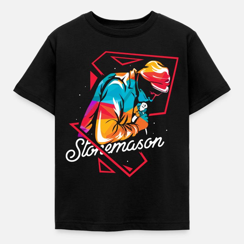 Steinmetz Polygon - Kinder T-Shirt - Schwarz