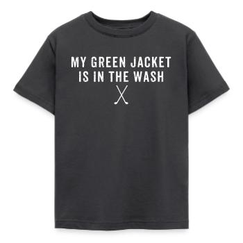 my green jacket laundry lustiges golf shirt kinder - Kinder T-Shirt - Dunkelgrau - Vorne - AI Model Kid Female (0cm)