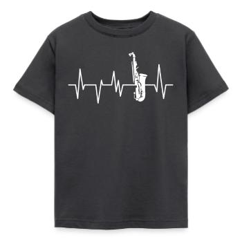 Saxophone wind instrument music - Kids' T-Shirt - dark grey - Front - AI Model Kid Female (0cm)