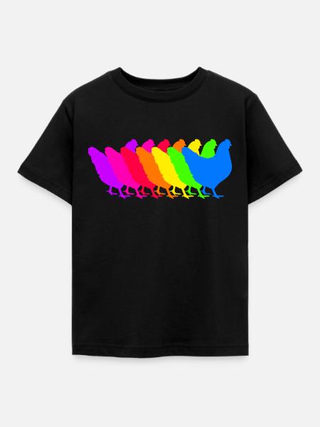 Bunte Hühner Truppe - Kinder T-Shirt - Schwarz