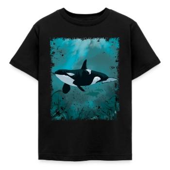 Großer Schwertwal Vintage Orca Wasser Geschenk - Kinder T-Shirt - Schwarz - Vorne - AI Model Kid Female (0cm)