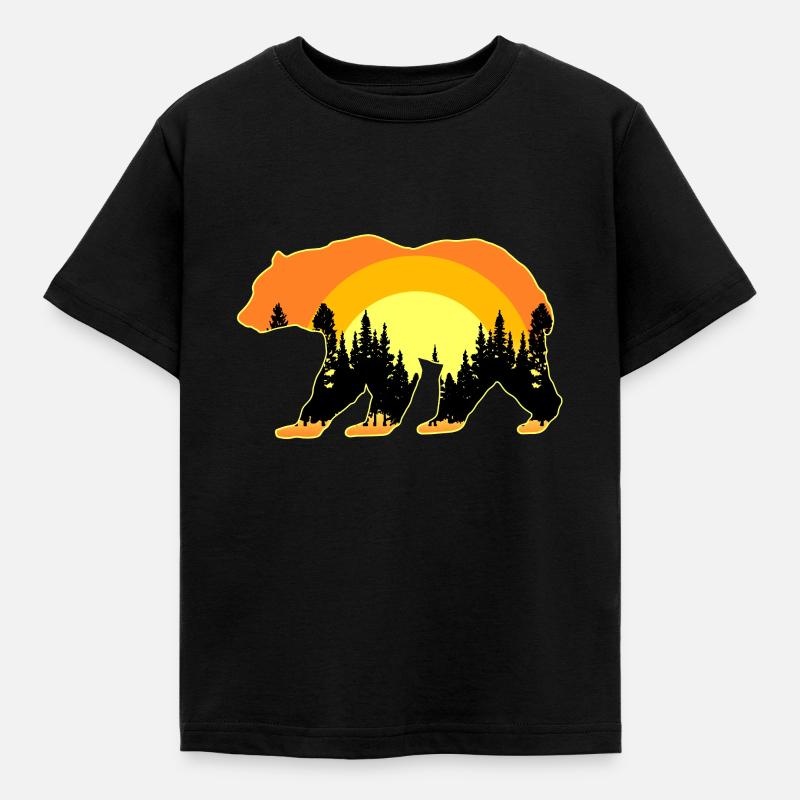 Sunset Bear Forest Mountains Dolomites Gift - Kids' T-Shirt - black
