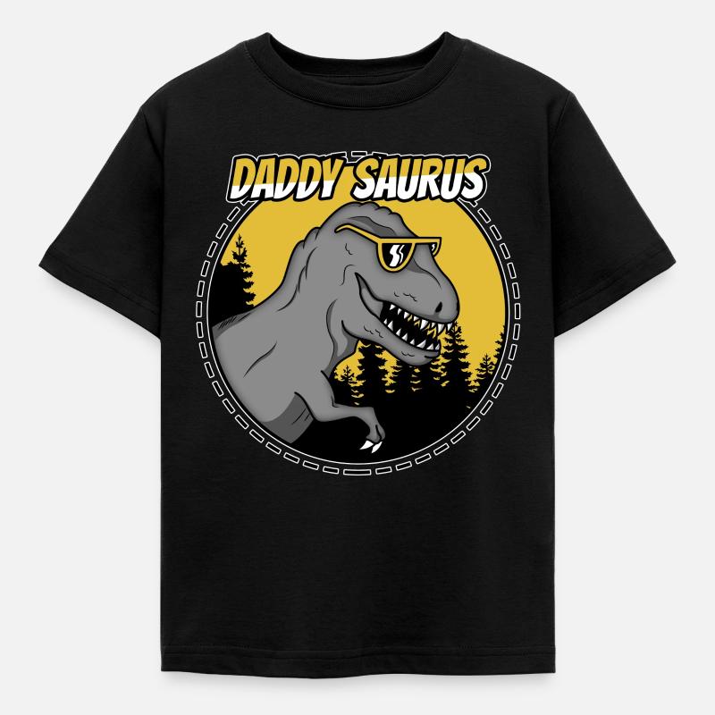 Father's Day Dad Daddy TRex T-Rex dinosaur gift - Kids' T-Shirt - black