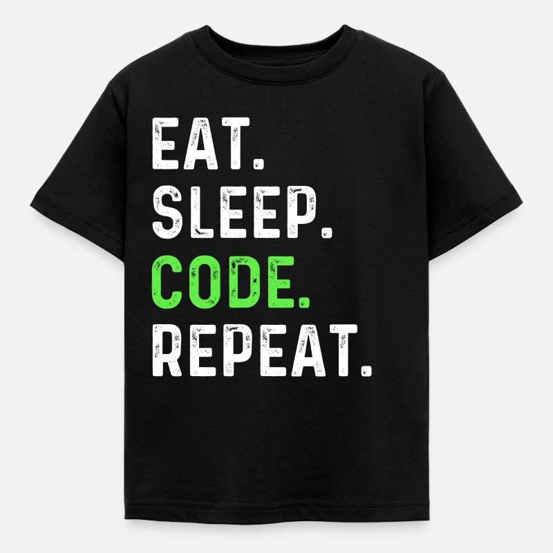 Eat sleep coding repeat - Kinder T-Shirt - Schwarz