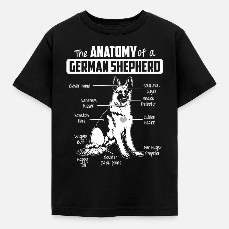 Anatomie Deutscher Schäferhund - Kinder T-Shirt - Schwarz