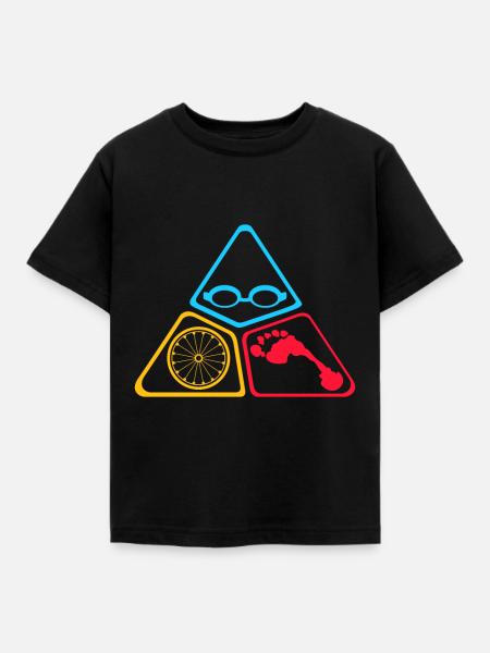 Triathlon Symbole - Kinder T-Shirt - Schwarz