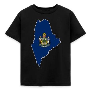 Carte du drapeau du Maine - T-shirt Enfant - noir - Devant - AI Model Kid Female (0cm)