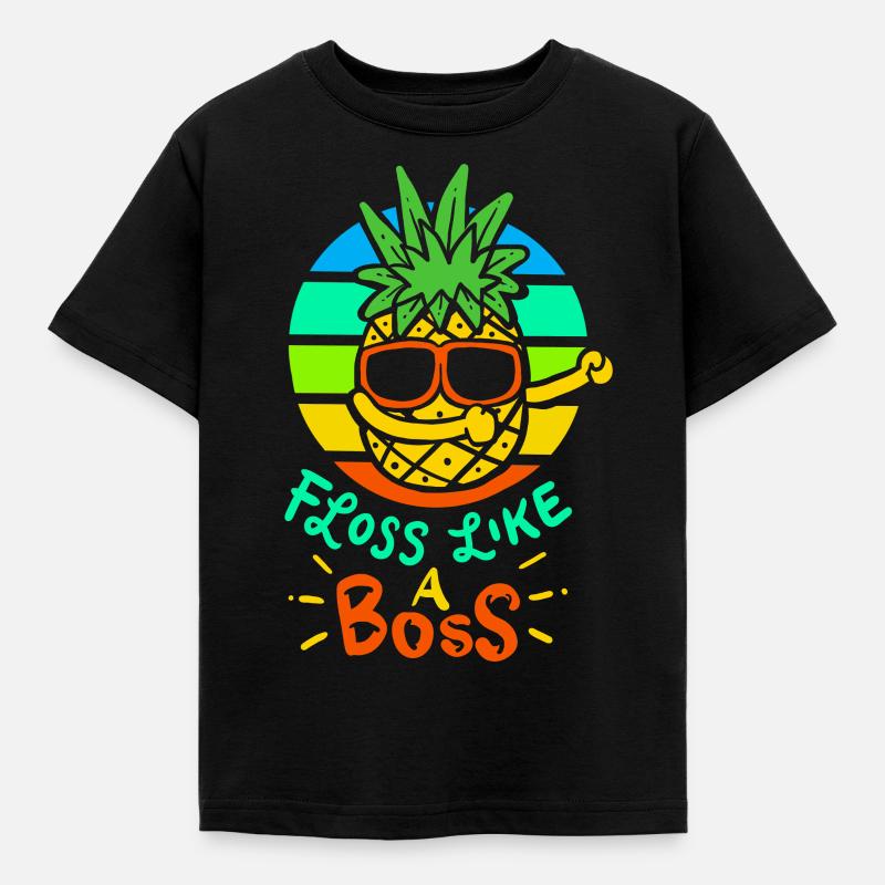 Ananas - Kinder T-Shirt - Schwarz
