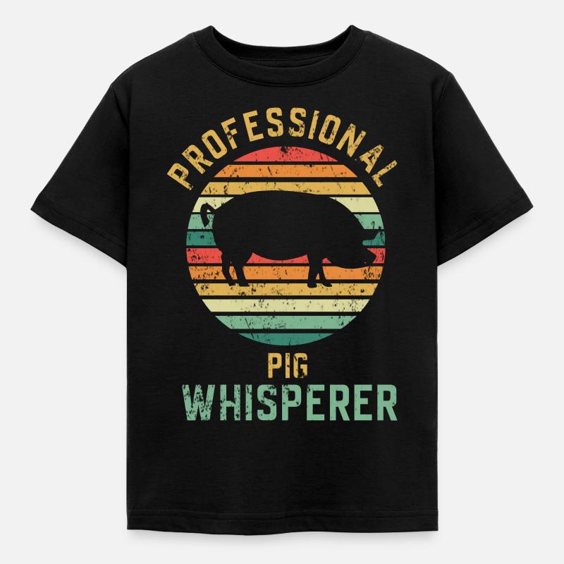Schwein Retro Tier - Kinder T-Shirt - Schwarz