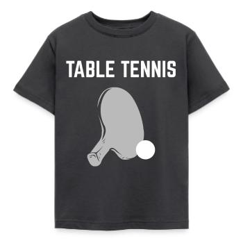 Table Tennis Tischtennis Pingpong - Kinder T-Shirt - Dunkelgrau - Vorne - AI Model Kid Female (0cm)