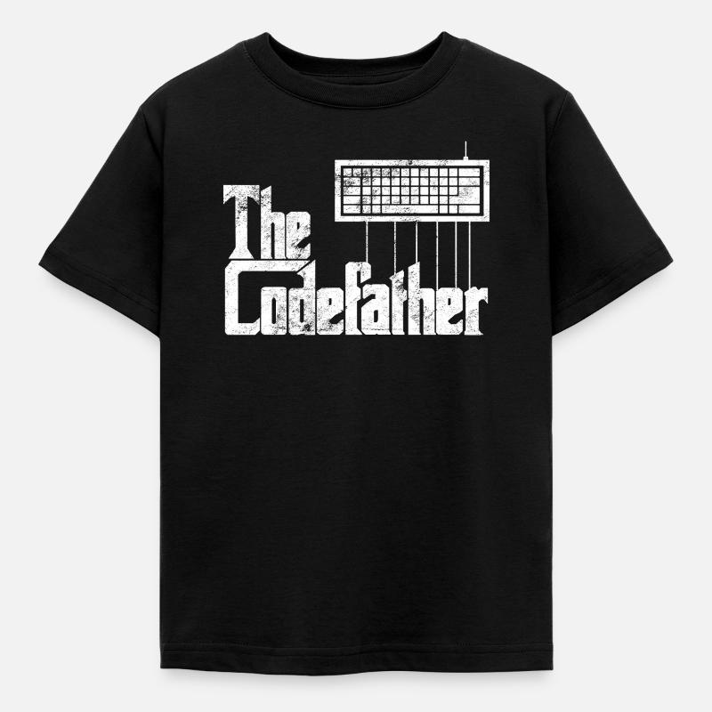Funny programmer design The Codefather graphic - Kids' T-Shirt - black