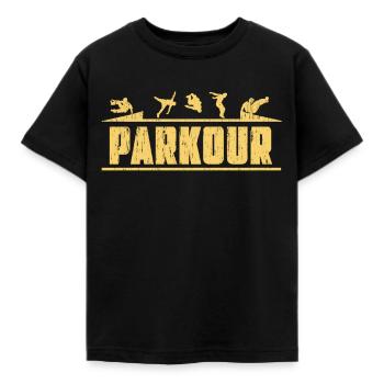 Parkour - Kids' T-Shirt - black - Front - AI Model Kid Female (0cm)