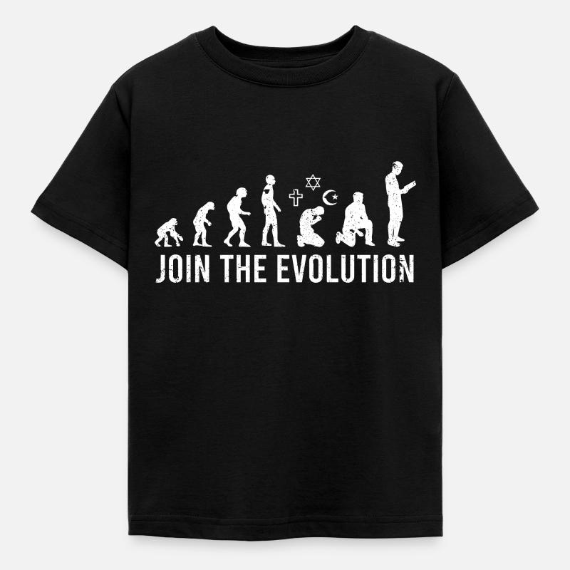 Be a part of evolution for atheist agnostics - Kids' T-Shirt - black