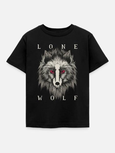 Lone Wolf Illustration Geschenk - Kinder T-Shirt - Schwarz