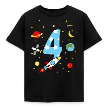Kinder 4. Geburtstag Shirt Rakete Jungen 4 Jahre - Kinder T-Shirt - Schwarz - Vorne - AI Model Kid Female (0cm)